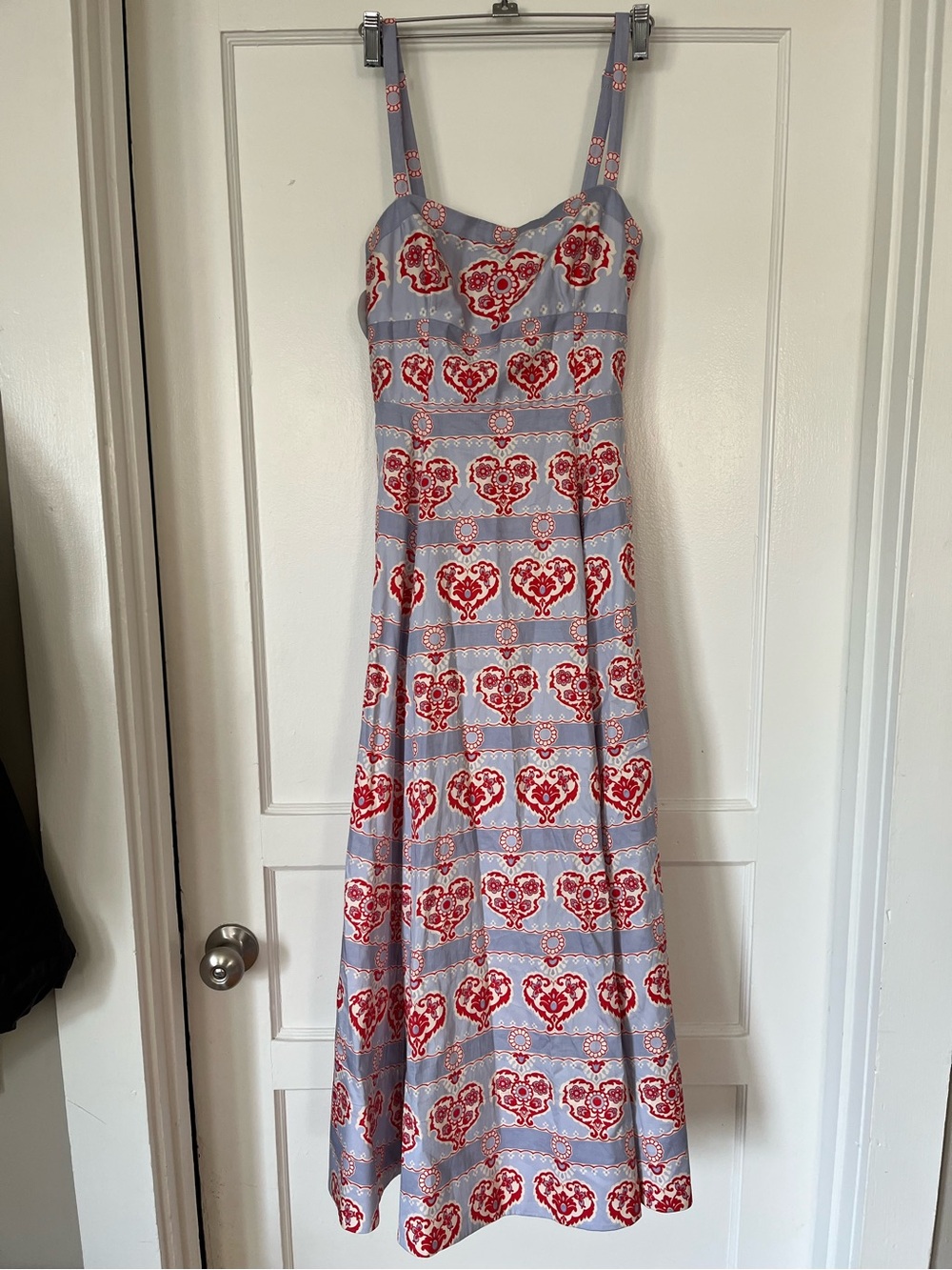 Hill House the Margot Dress Poppy Damask Stripe